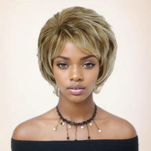 Load image into Gallery viewer, Short Natural Curly Blonde Highlight Wig

