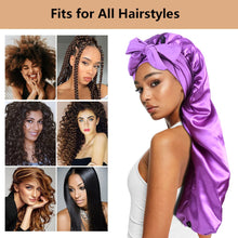 Load image into Gallery viewer, 2pcs Long Satin Bonnets with Tie Band
