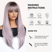 Load image into Gallery viewer, Women's Ombre Light Purple Long Straight Wig
