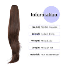 Load image into Gallery viewer, Straight Natural Looking ponytail extension, claw clip
