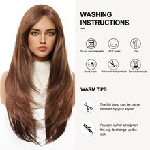 Load image into Gallery viewer, Ginger Synthetic Long Straight Wig with Bangs – Heat‑Resistant
