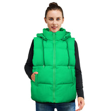 Load image into Gallery viewer, Women&#39;S Puffer Vest With Pockets &amp; Removable Hood

