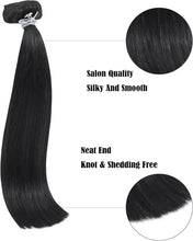Load image into Gallery viewer, Natural Black Clip-in Hair Extensions – 18 Inch Real Human Hair

