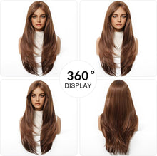 Load image into Gallery viewer, Ginger Synthetic Long Straight Wig with Bangs – Heat‑Resistant
