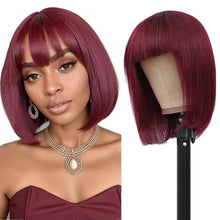 Load image into Gallery viewer, Straight Bob Wig with Bangs Human Hair
