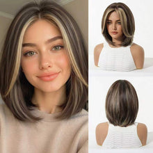Load image into Gallery viewer, Highlight Gradient Shoulder-Length Straight Bob Synthetic Wig
