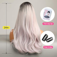 Load image into Gallery viewer, Ombre Blonde Mixed Light Pink Synthetic Wig
