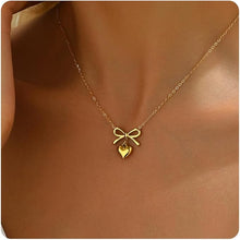 Load image into Gallery viewer, 18K Gold Plated Dainty Bow Pearl Necklace
