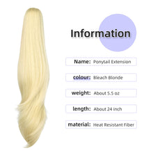 Load image into Gallery viewer, Straight Natural Looking ponytail extension, claw clip
