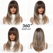 Load image into Gallery viewer, OUFEI Ombre Mixed Blonde Synthetic Wig – Natural Look, Heat‑Resistant
