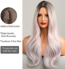 Load image into Gallery viewer, Ombre Blonde Mixed Light Pink Synthetic Wig
