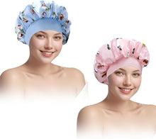 Load image into Gallery viewer, Silk Sleep Bonnet Duo – Blue Satin for Curly Hair
