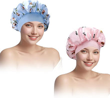 Load image into Gallery viewer, Silk Sleep Bonnet Duo – Blue Satin for Curly Hair
