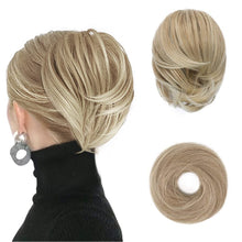 Load image into Gallery viewer, Straight Hair Bun Ponytail Extension, Elastic Scrunchie
