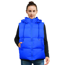 Load image into Gallery viewer, Women&#39;S Puffer Vest With Pockets &amp; Removable Hood
