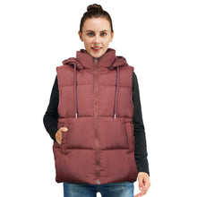 Load image into Gallery viewer, Women&#39;S Puffer Vest With Pockets &amp; Removable Hood
