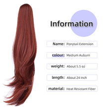Load image into Gallery viewer, Straight Natural Looking ponytail extension, claw clip
