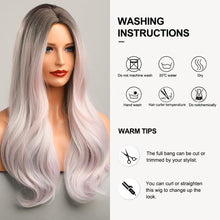 Load image into Gallery viewer, Ombre Blonde Mixed Light Pink Synthetic Wig

