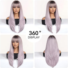 Load image into Gallery viewer, Women's Ombre Light Purple Long Straight Wig
