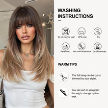 Load image into Gallery viewer, OUFEI Ombre Mixed Blonde Synthetic Wig – Natural Look, Heat‑Resistant
