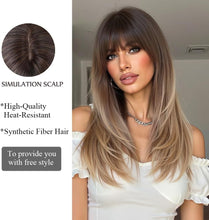 Load image into Gallery viewer, OUFEI Ombre Mixed Blonde Synthetic Wig – Natural Look, Heat‑Resistant
