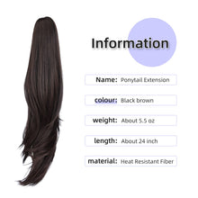 Load image into Gallery viewer, Straight Natural Looking ponytail extension, claw clip
