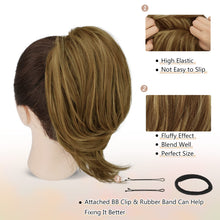 Load image into Gallery viewer, Straight Hair Bun Ponytail Extension, Elastic Scrunchie
