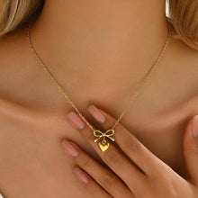 Load image into Gallery viewer, 18K Gold Plated Dainty Bow Pearl Necklace
