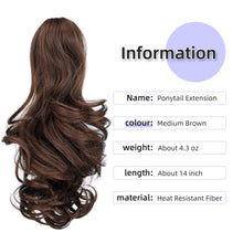 Load image into Gallery viewer, Straight Natural Looking ponytail extension, claw clip
