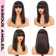 Load image into Gallery viewer, Topshe Brown Glueless Heat‑Resistant Synthetic Wig 18‑Inch Shoulder‑Length
