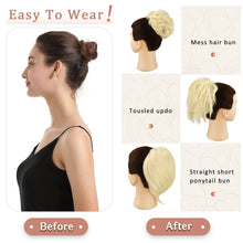 Load image into Gallery viewer, Straight Hair Bun Ponytail Extension, Elastic Scrunchie
