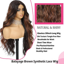 Load image into Gallery viewer, Balayage Brown 4x1 Pre-Cut Lace Front Synthetic Wig 30&quot;
