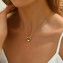 Load image into Gallery viewer, 18K Gold Plated Dainty Bow Pearl Necklace
