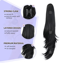 Load image into Gallery viewer, Straight Natural Looking ponytail extension, claw clip
