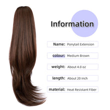 Load image into Gallery viewer, Straight Natural Looking ponytail extension, claw clip
