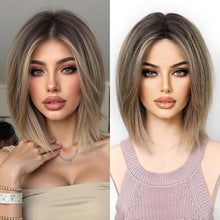 Load image into Gallery viewer, Straight Bob Wig Synthetic Middle Part Shoulder Length 12 Inch
