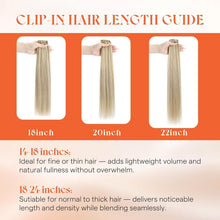 Load image into Gallery viewer, Clip-In Human Hair Extensions Straight 18 Inch 120g 7-Piece Set Ash Blonde Highlight
