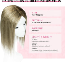 Load image into Gallery viewer, Women's Human Hair Topper Large Base Clip-In Straight Hairpiece
