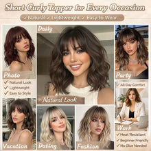 Load image into Gallery viewer, Women's Wavy Hair Topper With Bangs 14" Clip-In Hairpiece
