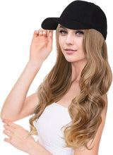 Load image into Gallery viewer, Baseball Cap With Synthetic Hair Long Wavy Wig Hairpiece
