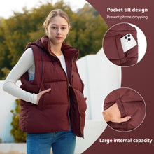 Load image into Gallery viewer, Women&#39;S Puffer Vest With Pockets &amp; Removable Hood

