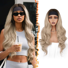 Load image into Gallery viewer, Long wavy glueless synthetic wig with headband
