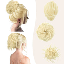Load image into Gallery viewer, Straight Hair Bun Ponytail Extension, Elastic Scrunchie
