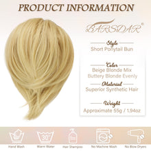 Load image into Gallery viewer, Straight Hair Bun Ponytail Extension, Elastic Scrunchie
