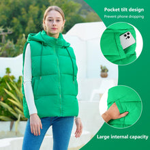 Load image into Gallery viewer, Women&#39;S Puffer Vest With Pockets &amp; Removable Hood

