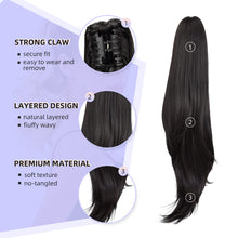 Load image into Gallery viewer, Straight Natural Looking ponytail extension, claw clip
