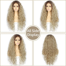 Load image into Gallery viewer, realistic pre-plucked lace front wig in ombre ash blonde color
