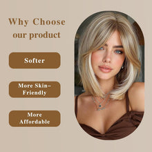 Load image into Gallery viewer, Straight Bob Wig Synthetic Middle Part Shoulder Length 12 Inch
