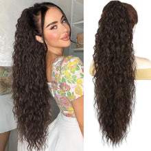 Load image into Gallery viewer, 30‑Inch Medium Brown Claw Clip Ponytail Extension – Voluminous Synthetic Hair
