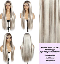 Load image into Gallery viewer, 13x6 Lace Front Wig Straight 26 Inch Highlight Platinum Blonde Synthetic
